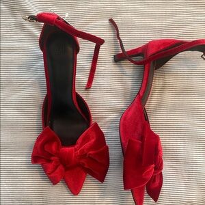 H&M Red Velvet Bow Heels